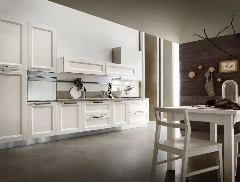Cucina Moderna lineare in legno laccato bianco Vela Merano di Ar-Tre