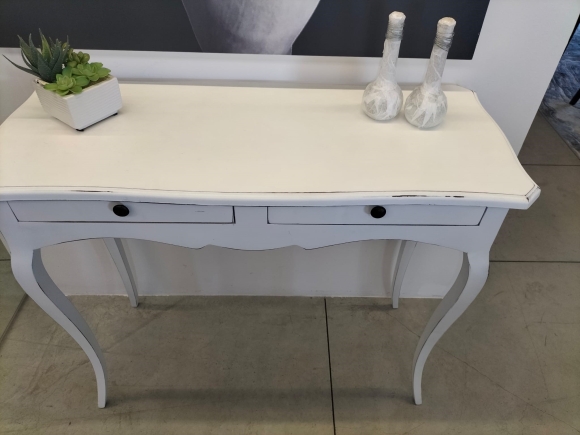 Consolle in legno laccato bianco effetto consumato